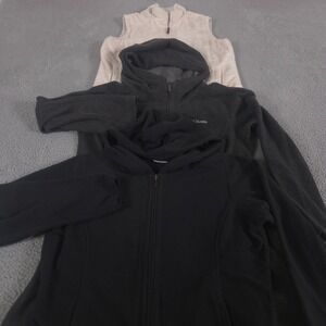 LOT OF 3 Columbia Jacket & Vest Womens L Black Cream Fleece Benton Springs Zip